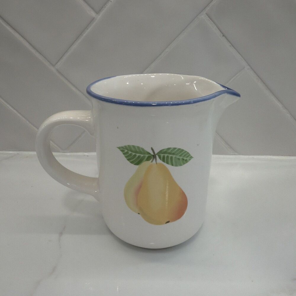 Vintage Pfaltzgraff Hopscotch Fruit 8oz Creamer Pitcher Stoneware Retired USA